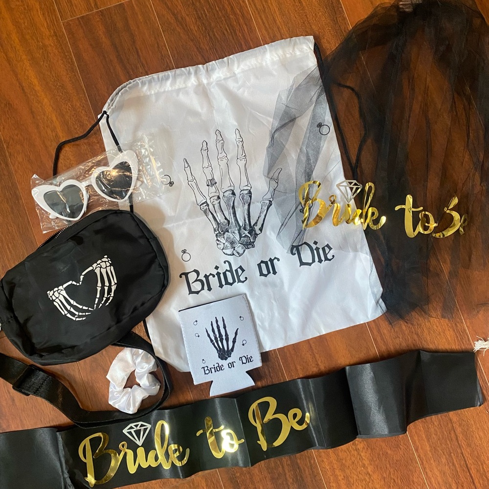 Bride or Die Bachelorette Accessories - Black & White